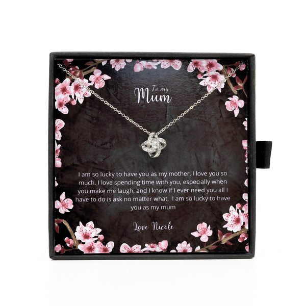 To My Mum - Sterling Silver Necklace Personalised Gift With A Custom Message Card - Gift from Son / Daughter For Mum - Jewellery For Mum