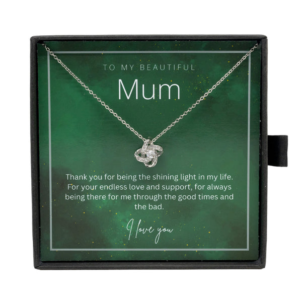 To My Beautiful Mum - Sterling Silver Necklace Personalised Gift With A Custom Message Card - Gift from Son / Daughter For Mum