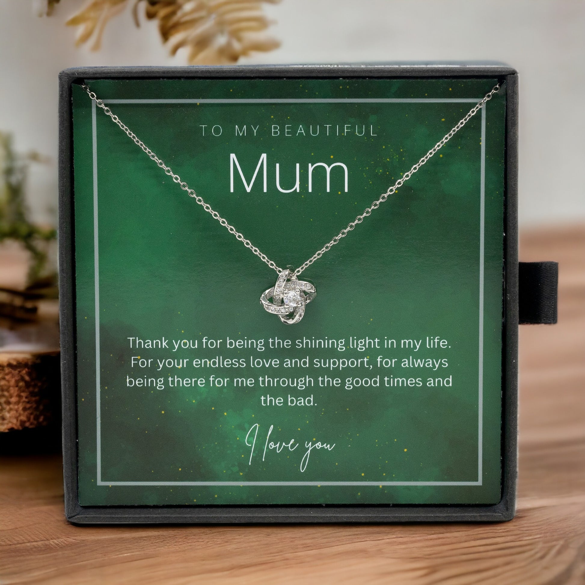 To My Beautiful Mum - Sterling Silver Necklace Personalised Gift With A Custom Message Card - Gift from Son / Daughter For Mum