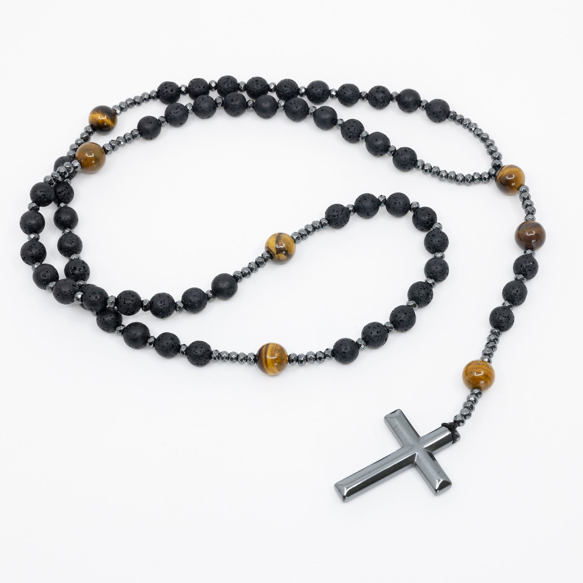 To My Son - Beautiful Volcanic Rock Rosary Beads With Inspirational Custom Message card for Sons Birthday, Baptism