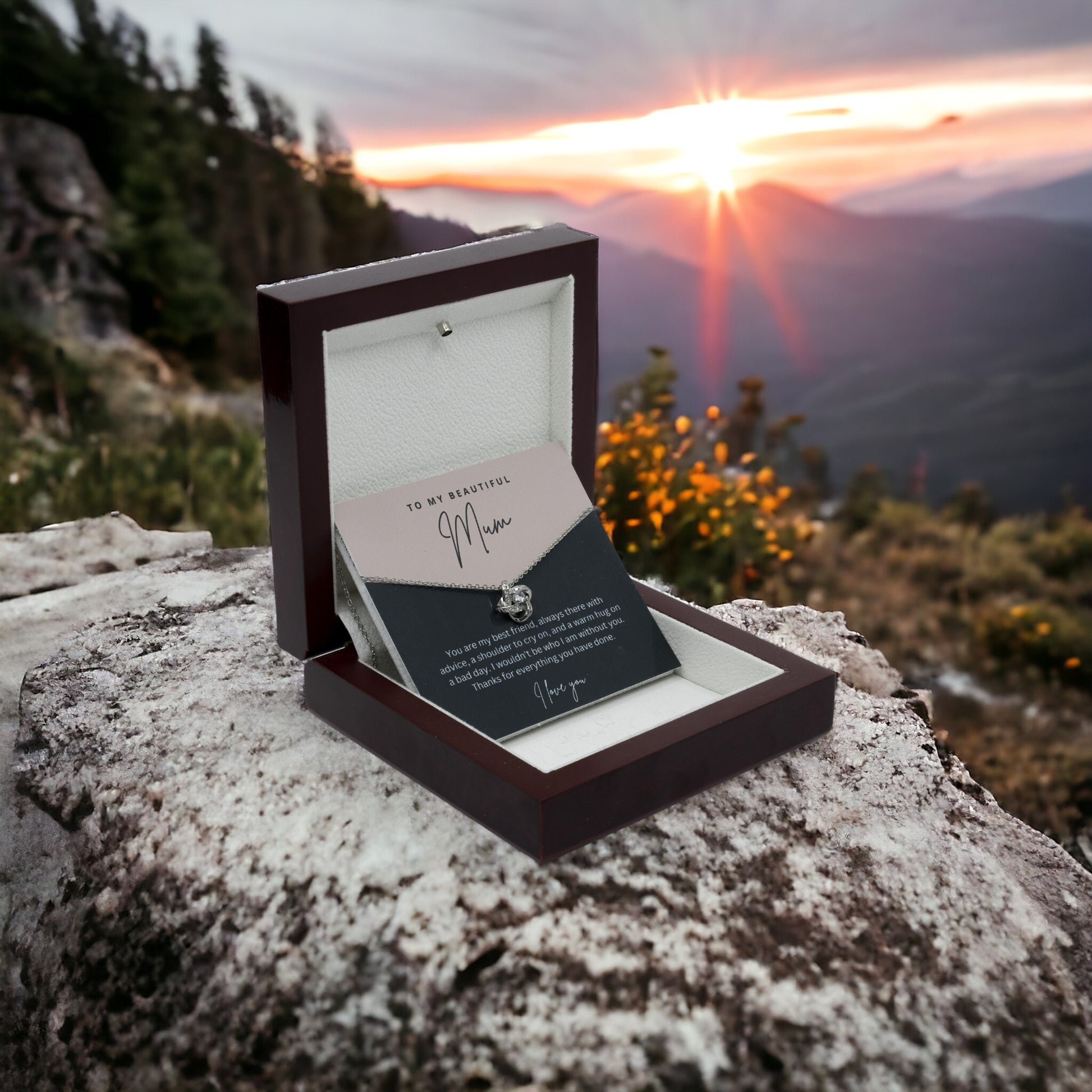 To My Beautiful Mum - Sterling Silver Necklace Personalised Gift With A Custom Message Card - Gift from Son / Daughter For Mum Two Tone