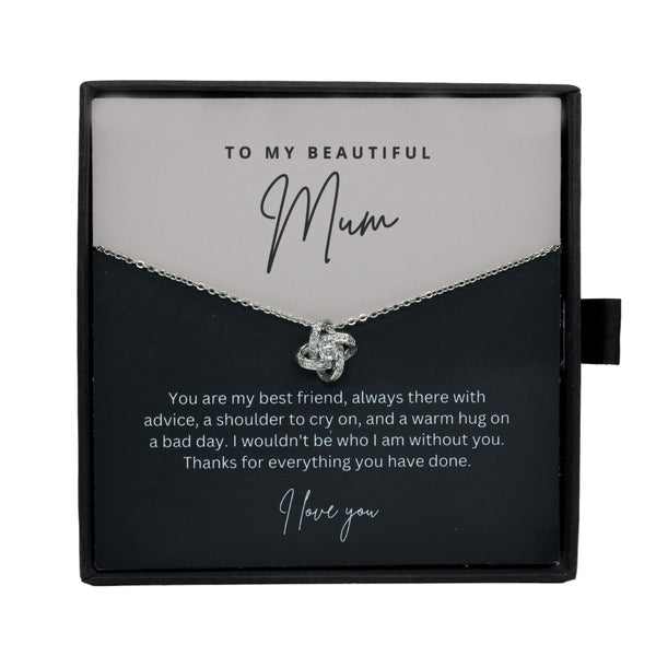 To My Beautiful Mum - Sterling Silver Necklace Personalised Gift With A Custom Message Card - Gift from Son / Daughter For Mum Two Tone